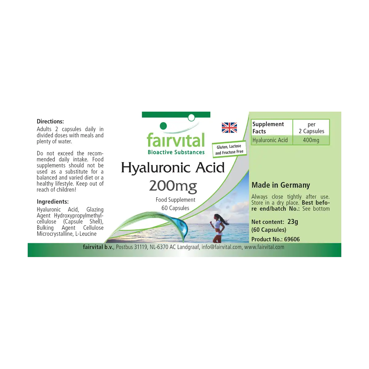 Hyaluronsäure 200mg - 60 Kapseln - Vegan | Fairvital Hyaluronsäure 200mg - 60 Kapseln - Vegan | Fairvital