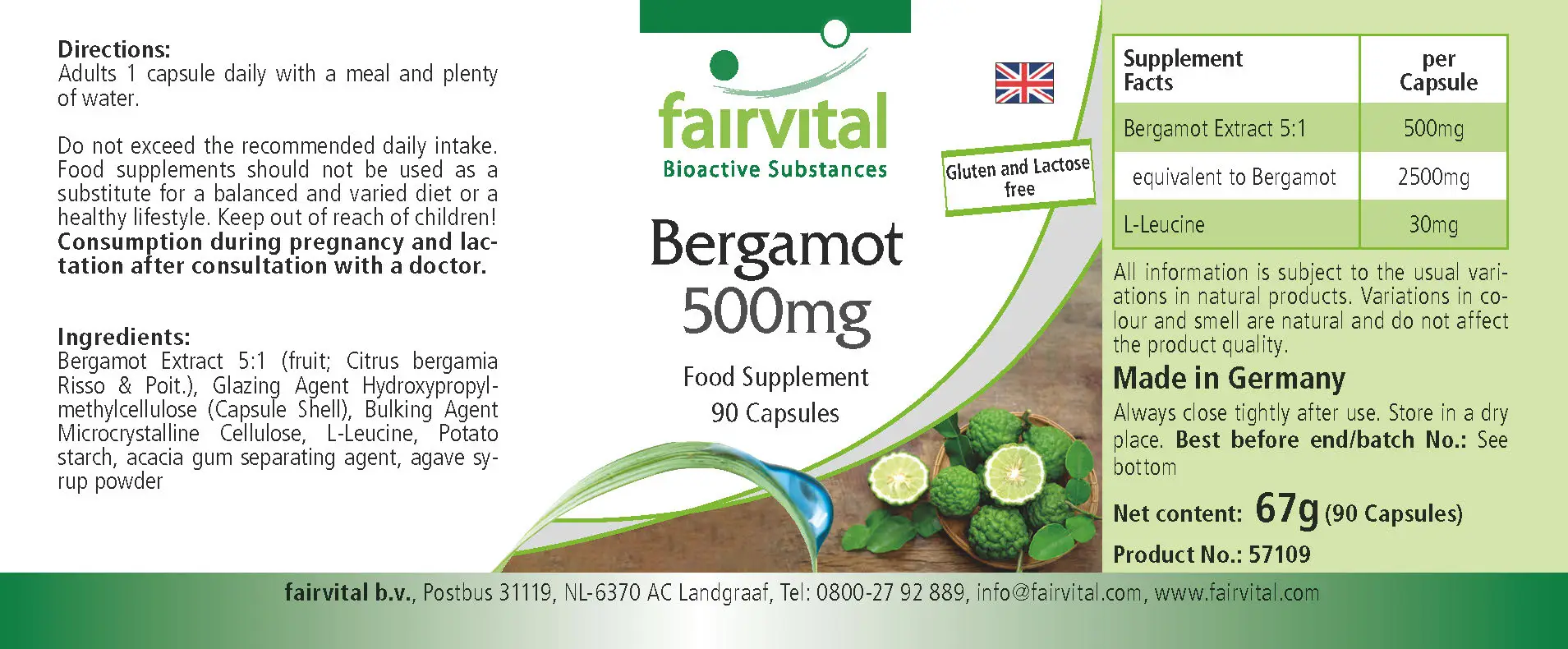 Bergamotte Extrakt 500mg - 90 Kapseln - 5-fach konzentriert - Hochdosiert und Vegan | Fairvital Bergamotte Extrakt 500mg - 90 Kapseln - 5-fach konzentriert - Hochdosiert und Vegan | Fairvital
