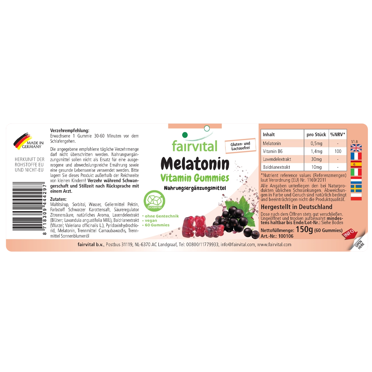 Melatonin 60 Gummies - zuckerfrei - Vegan | Fairvital Melatonin 60 Gummies - zuckerfrei - Vegan | Fairvital