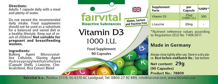 Vitamine D3 1000 I.U. - 90 capsules