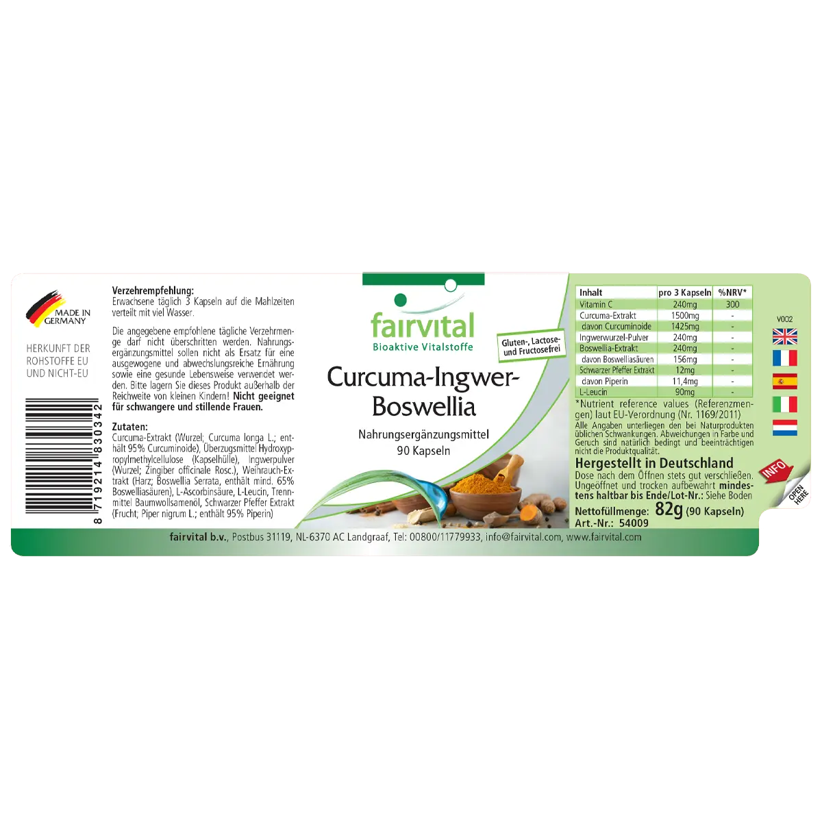 Cúrcuma, Jengibre & Boswellia - 90 Cápsulas Cúrcuma, Jengibre & Boswellia - 90 Cápsulas