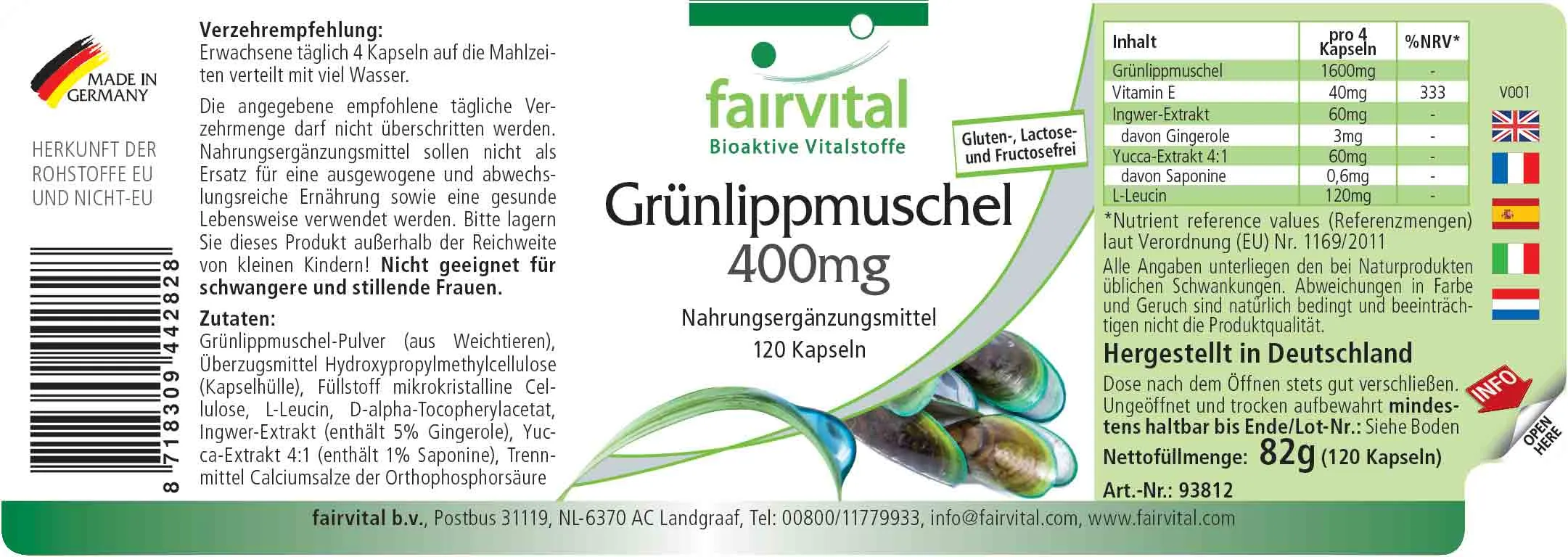 Green-lipped mussel 400mg - 120 capsules