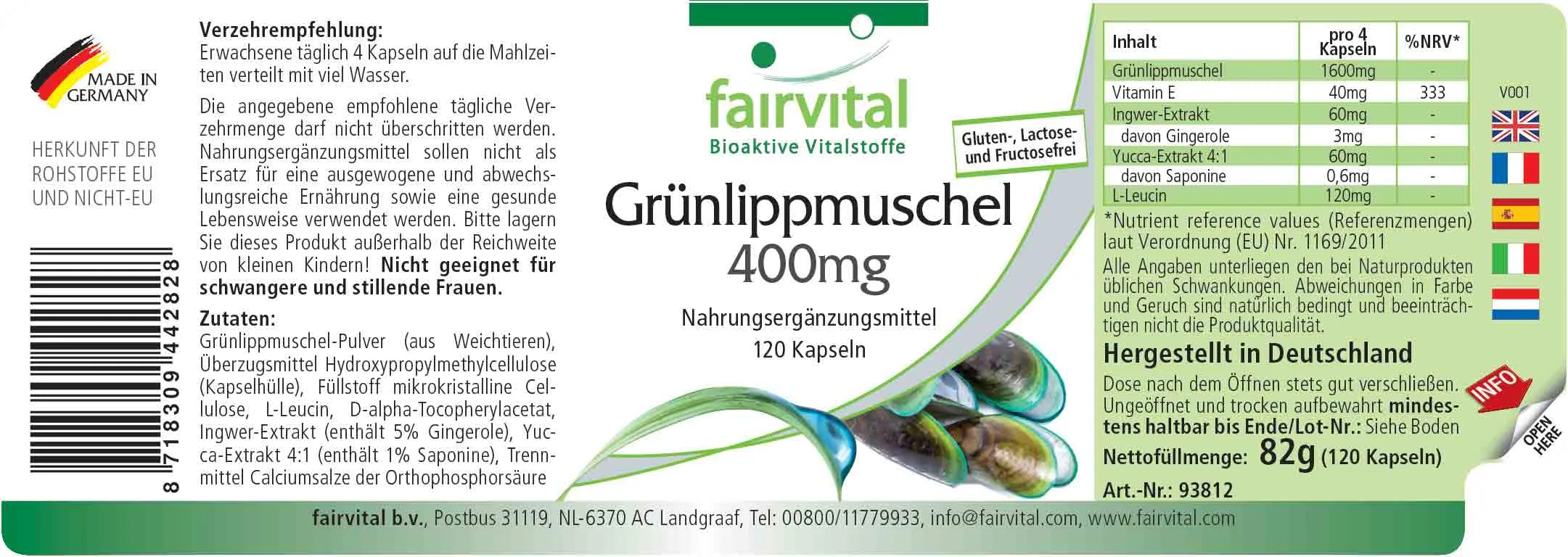 Mejillón de labios verdes 400 mg - 120 cápsulas Mejillón de labios verdes 400 mg - 120 cápsulas