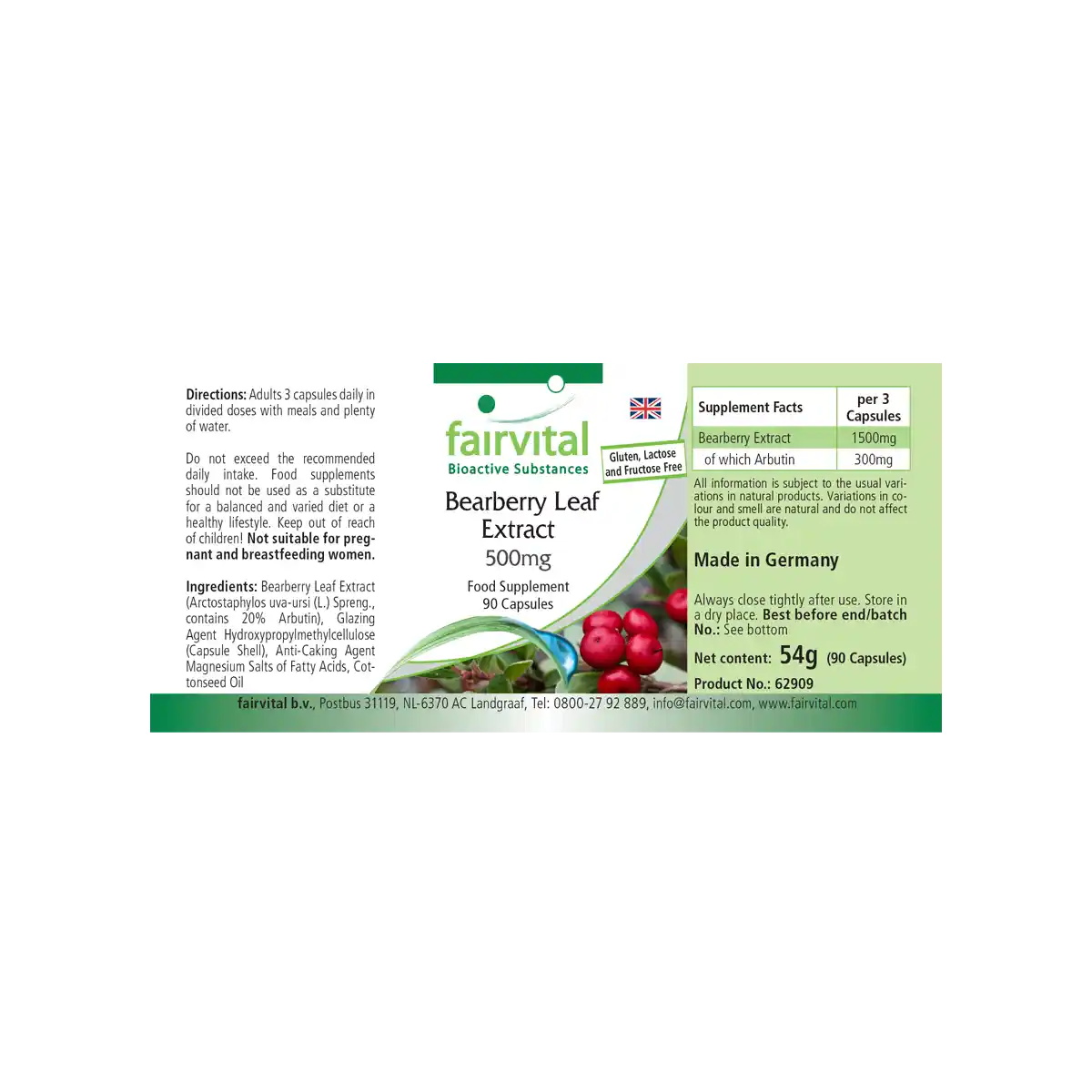 Uva Ursi Bearberry leaf extract 500mg - 90 capsules Uva Ursi Bearberry leaf extract 500mg - 90 capsules