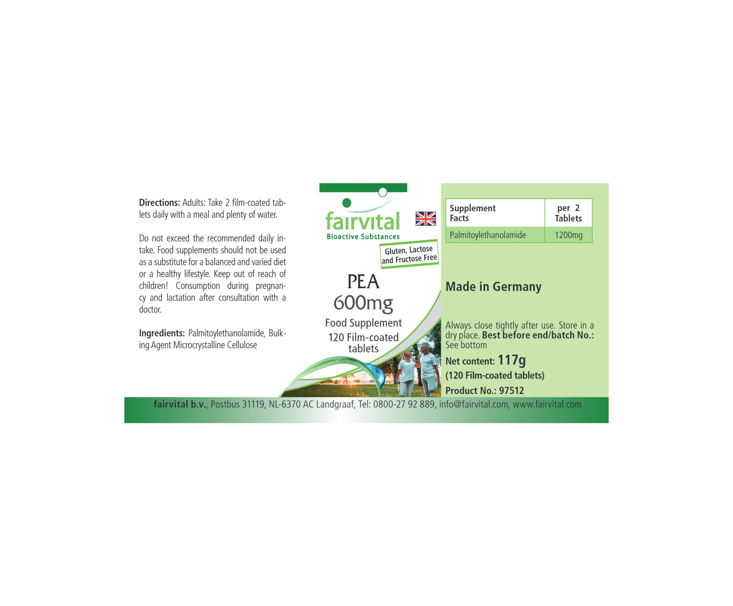 PEA 600mg - 120 Filmtabletten - vegan | Fairvital