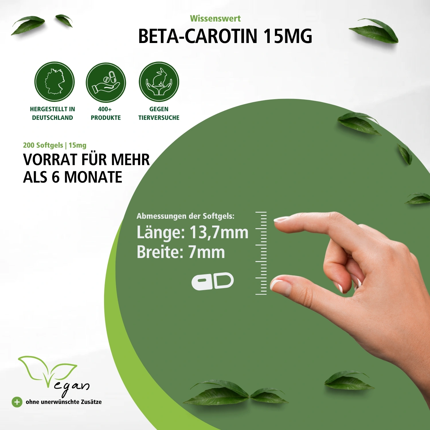 Beta-Carotin 15mg - 200 Softgels - hochdosiert | Fairvital