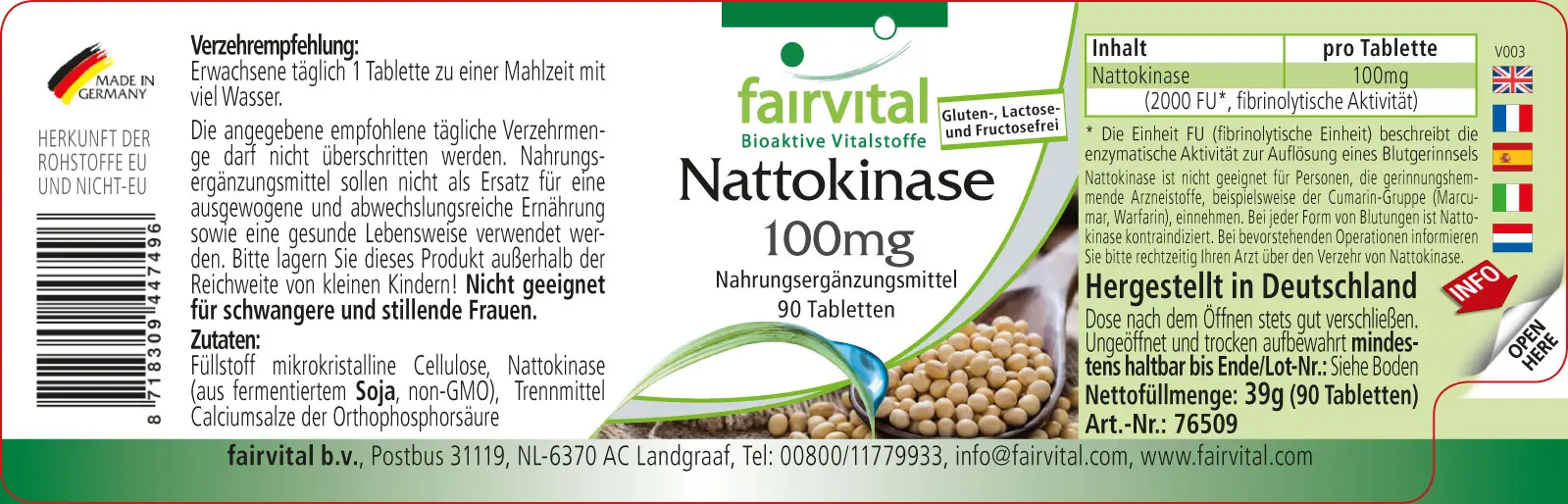Nattokinase 100mg - 90 comprimés