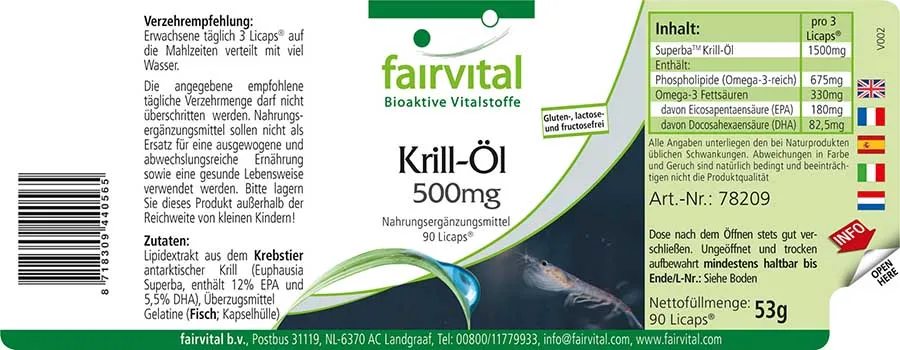 Aceite de krill 500 mg - 90 LiCaps®.