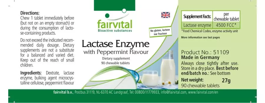Lactase Enzyme - 90 chewable tablets