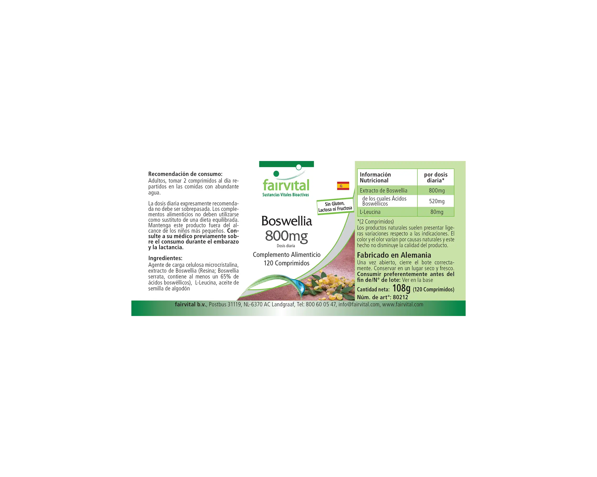 Boswellia 400mg - Boswellia Serrata - Indischer Weihrauch - 120 Tabletten - Hochdosiert und Vegan | Fairvital