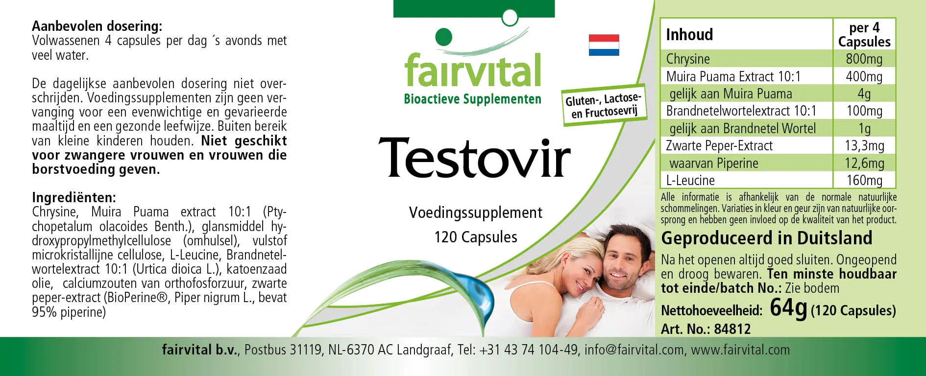Testovir - 120 Kapseln - mit Muira Puama, Chrysin & Bioperin - Hochdosiert und Vegan | Fairvital Testovir - 120 Kapseln - mit Muira Puama, Chrysin & Bioperin - Hochdosiert und Vegan | Fairvital