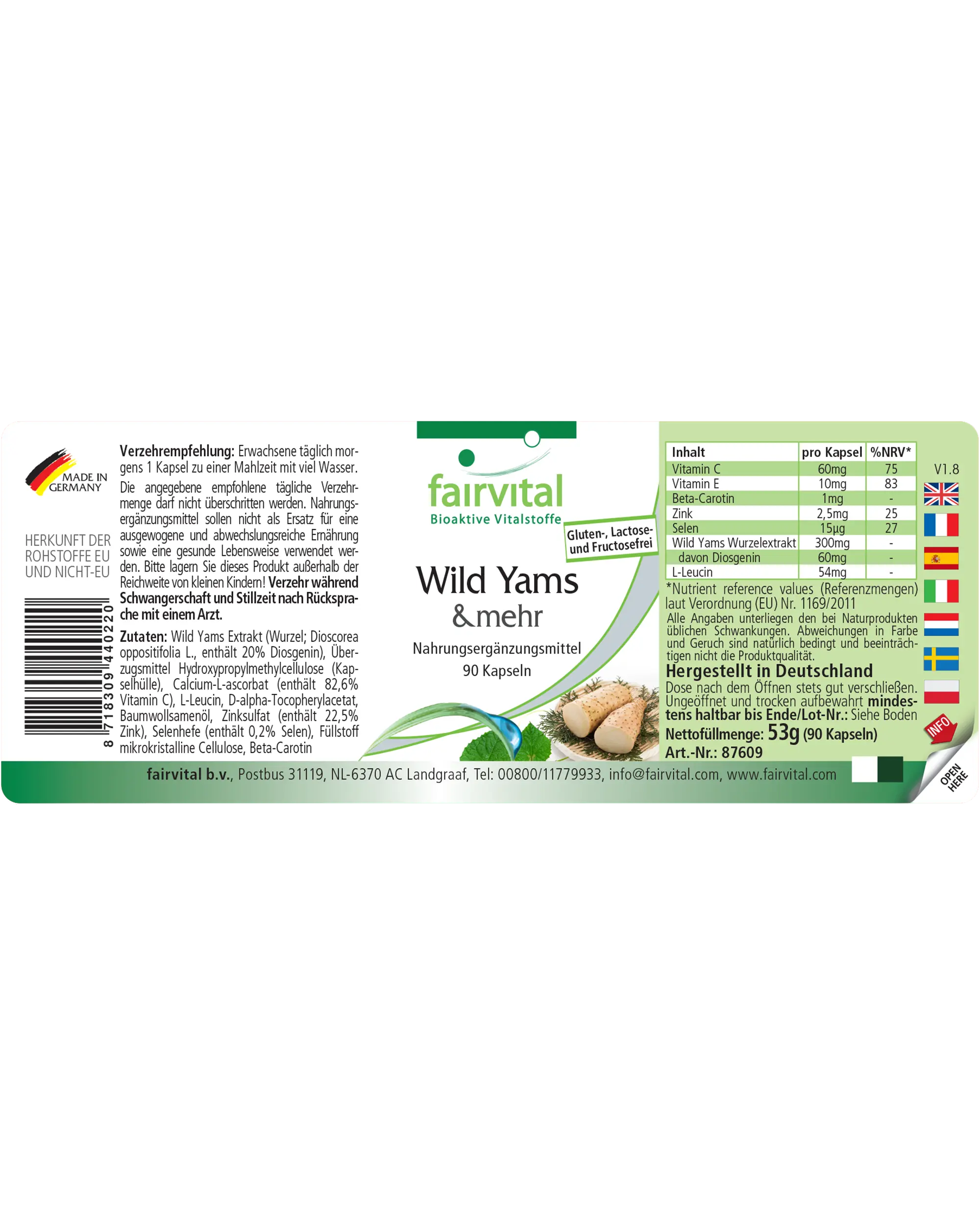 Wild Yams Plus - mit Zink, Vitamin C, Selen uvm. - für Immunsystem, Zellschutz uvm. - Vegan | Fairvital Wild Yams Plus - mit Zink, Vitamin C, Selen uvm. - für Immunsystem, Zellschutz uvm. - Vegan | Fairvital
