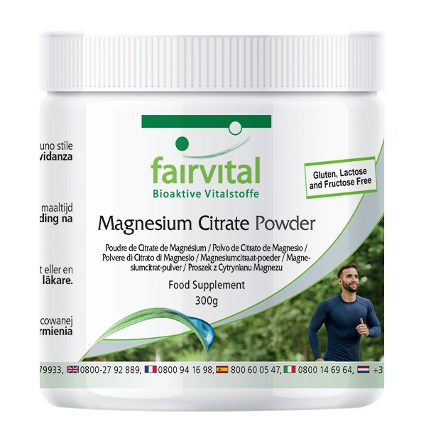 Magnesiumcitrat Pulver - 300g - ideal für Sportler - Hoch bioverfügbar - Vegan | Fairvital Magnesiumcitrat Pulver - 300g - ideal für Sportler - Hoch bioverfügbar - Vegan | Fairvital