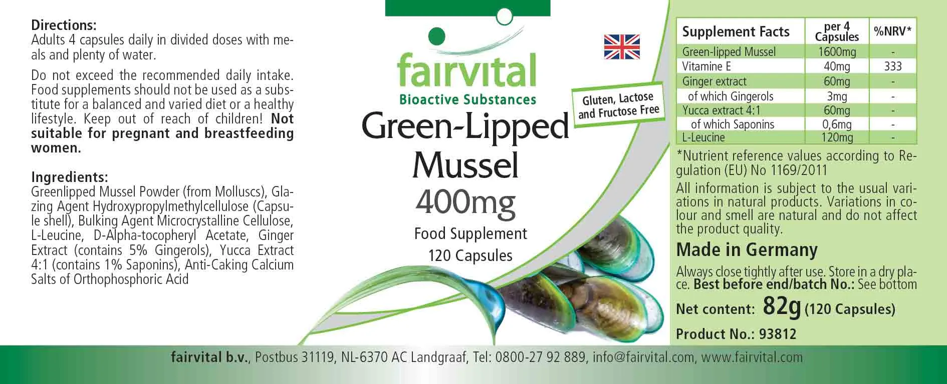 Mejillón de labios verdes 400 mg - 120 cápsulas Mejillón de labios verdes 400 mg - 120 cápsulas