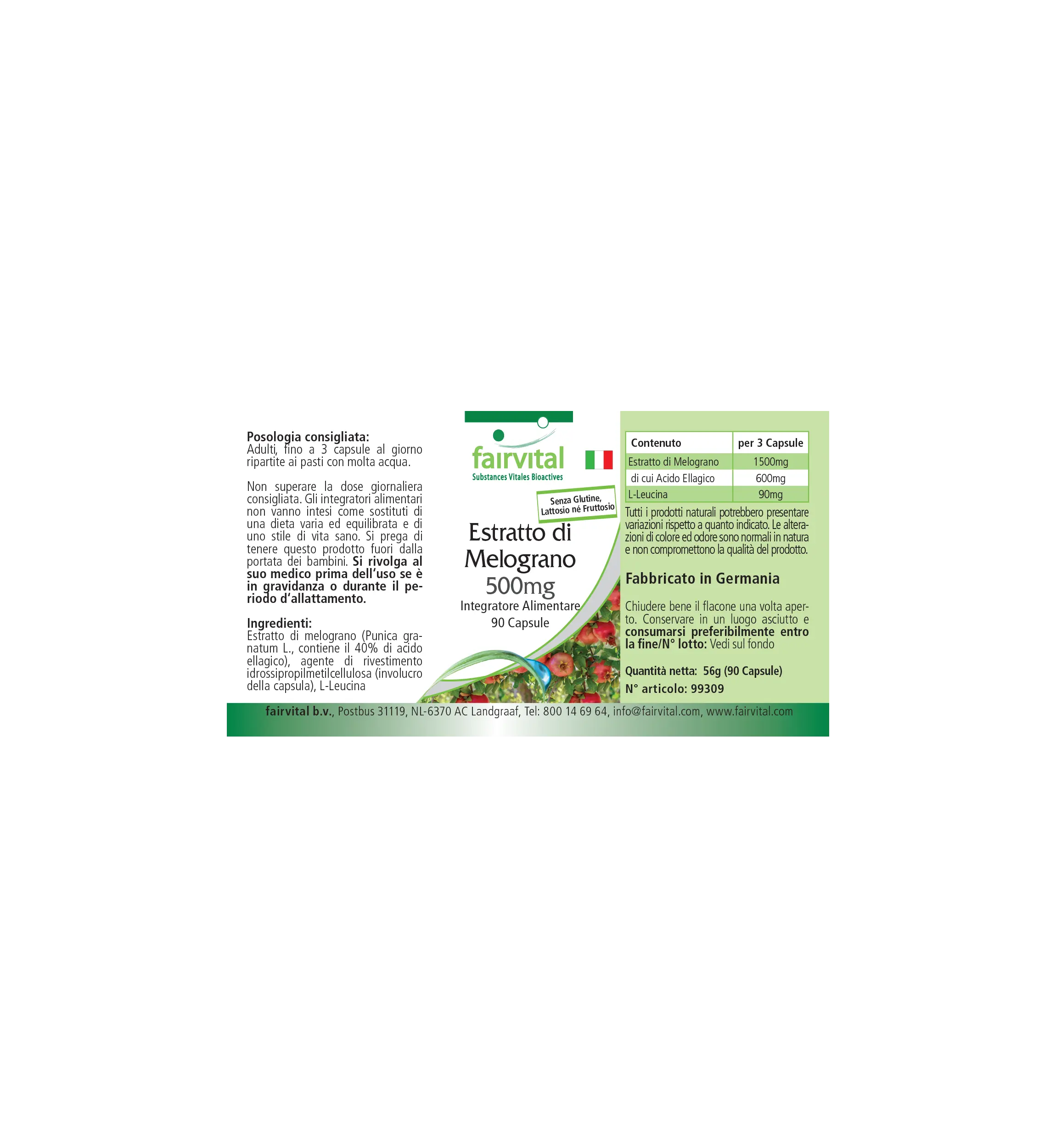 Pomegranate Extract 500 mg - 90 capsules - easy to swallow - high-dose and vegan | Fairvital