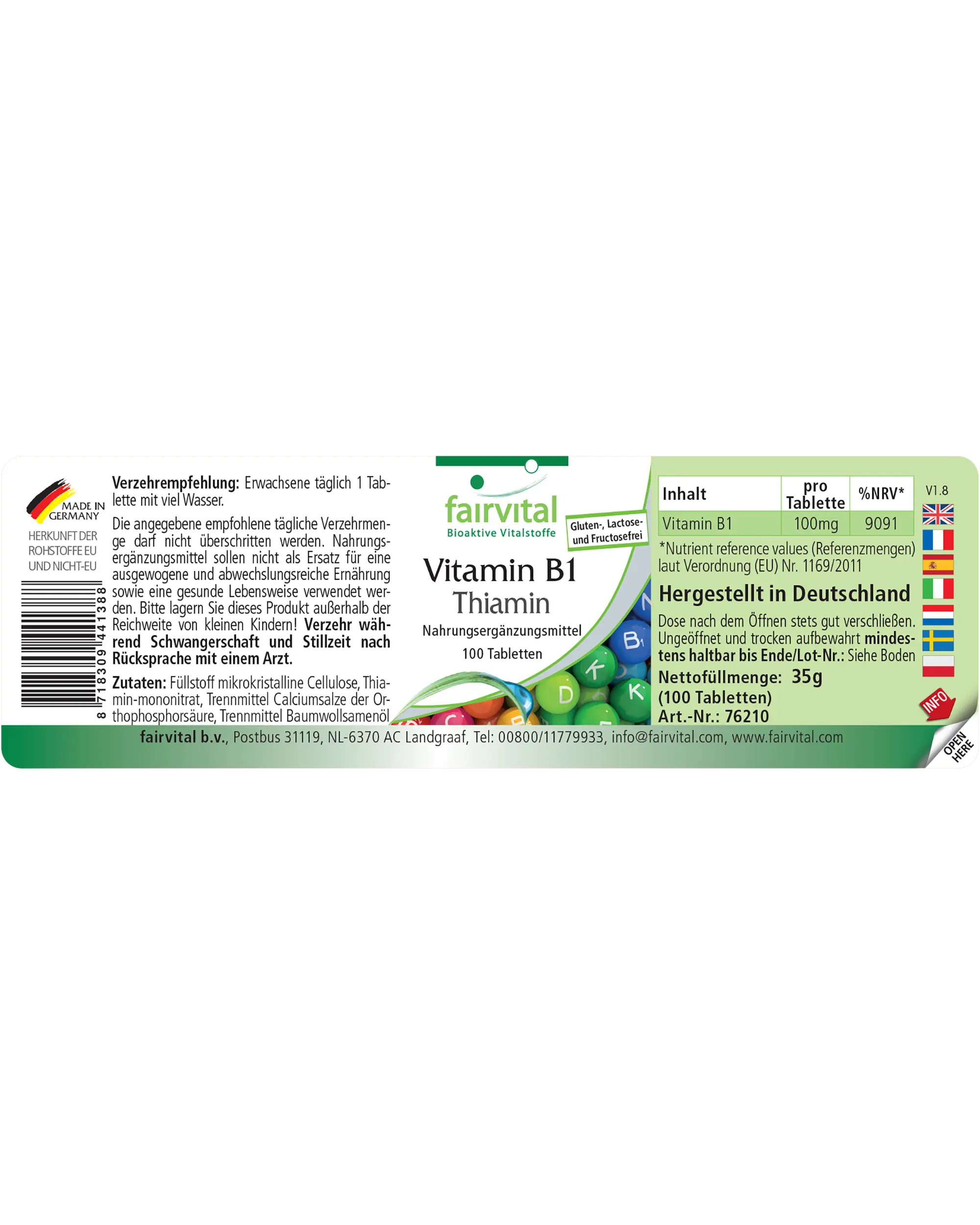 Vitamina B1 Tiamina – 100 compresse