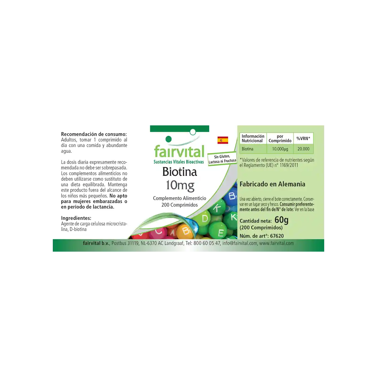 Biotin 10mg  - 200 Tabletten - mit 10000mcg Vitamin B7 pro Tablette -  für Haare, Haut, und Nervensystem - Hochdosiert und Vegan | Fairvital Biotin 10mg  - 200 Tabletten - mit 10000mcg Vitamin B7 pro Tablette -  für Haare, Haut, und Nervensystem - Hochdosiert und Vegan | Fairvital