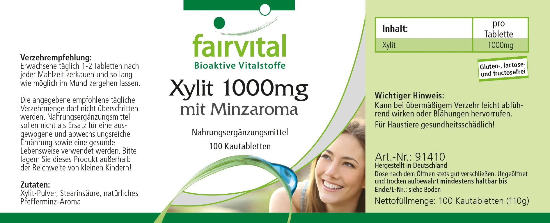 Xilitol 1000mg con aroma a menta - 100 comprimidos Xilitol 1000mg con aroma a menta - 100 comprimidos