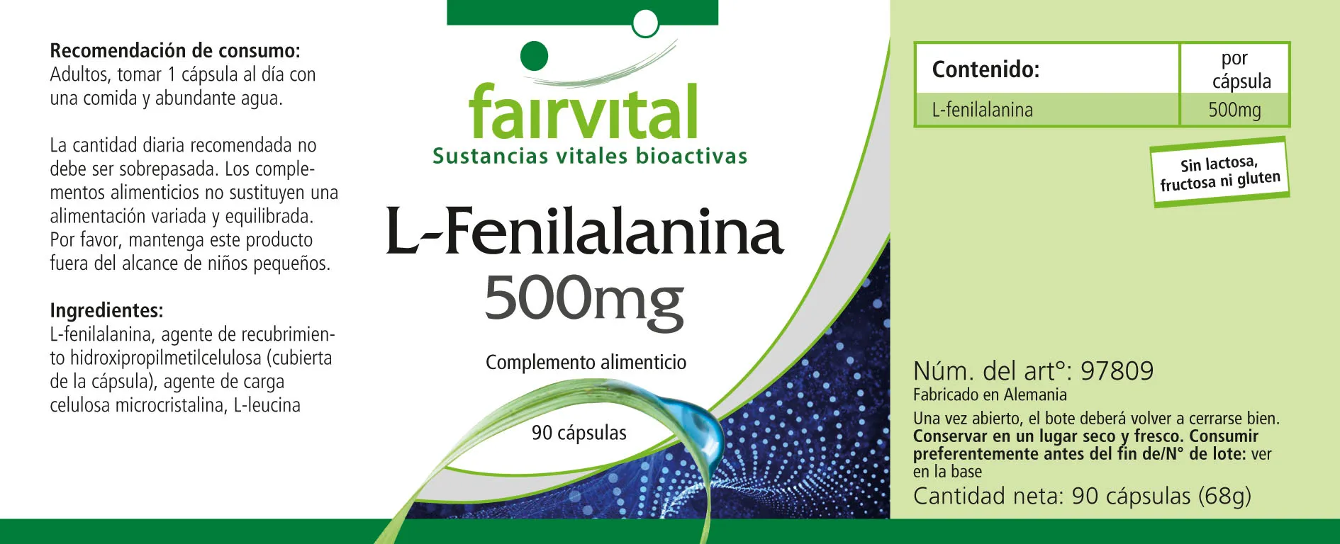 L-phenylalanine 500mg - 90 capsules
