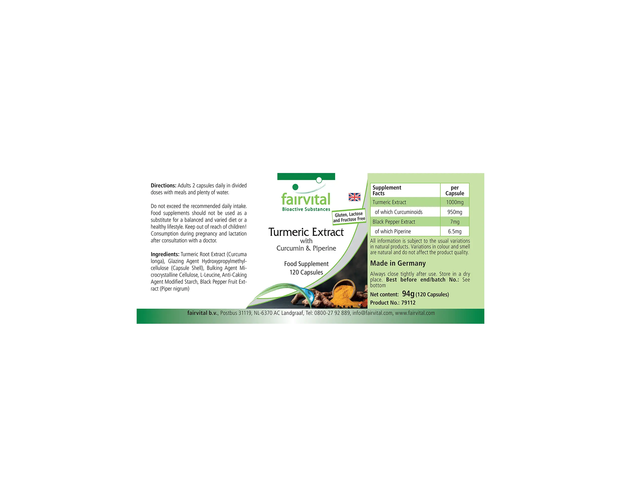 Curcuma Extrakt mit Curcumin & Piperin - 120 Kapseln - vegan | Fairvital