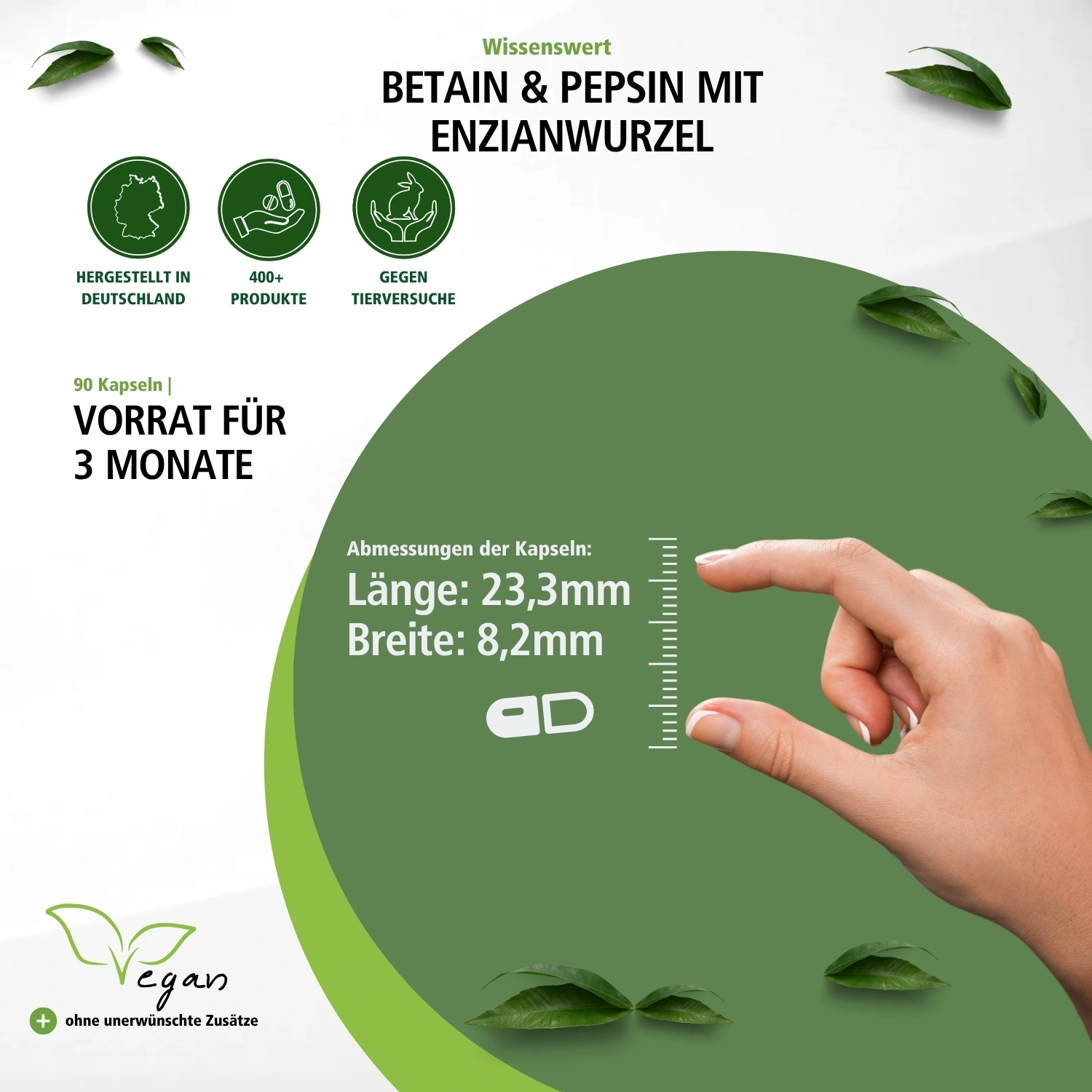 Betain & Pepsin mit Enzianwurzel - 90 Kapseln - schluckfreundlich | Fairvital