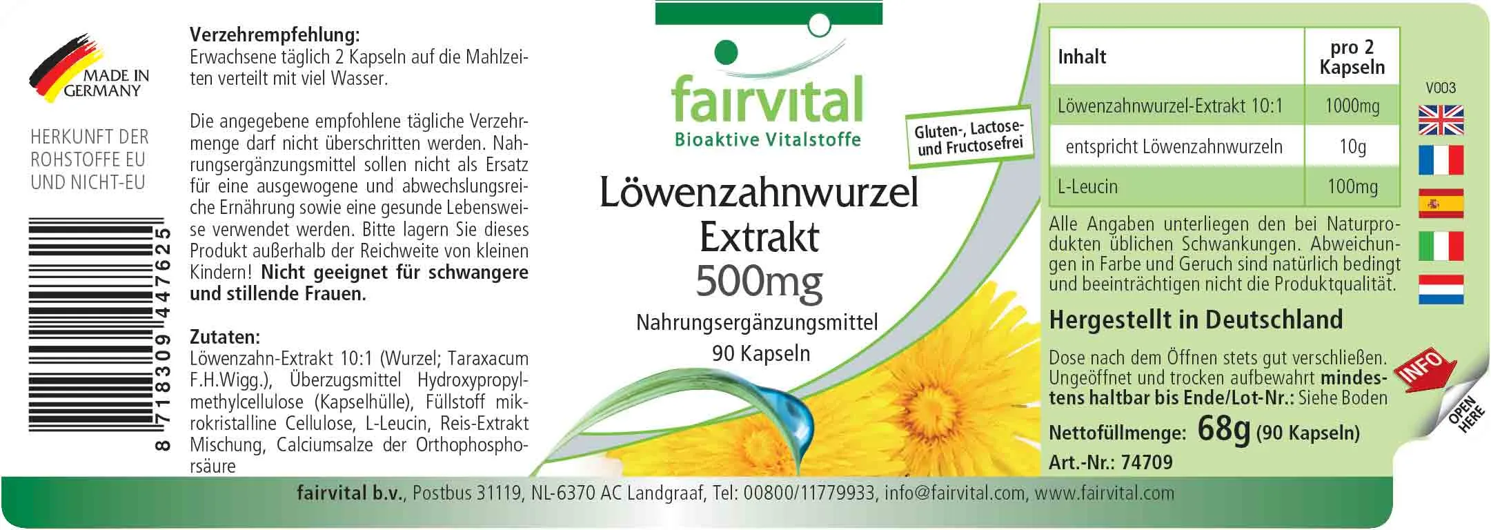 Estratto di Radice di Leone 500mg - 90 Capsule Estratto di Radice di Leone 500mg - 90 Capsule