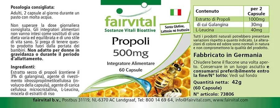Extrait de propolis 500mg - 60 capsules