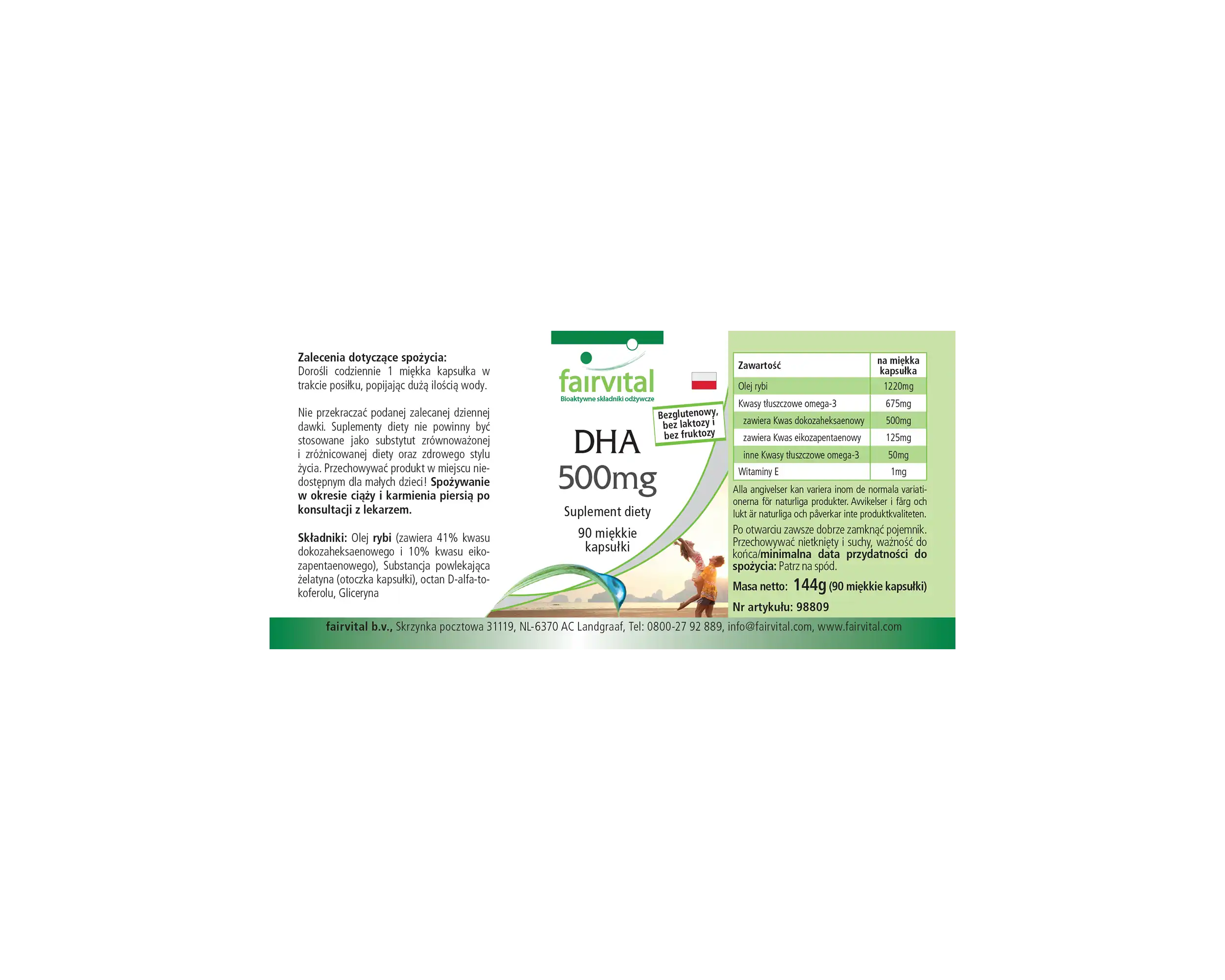 DHA 500mg - 90 Softgels  - mit Vitamin E - für Herz, Blutdruck, Zellschutz uvm. - Hochdosiert | Fairvital