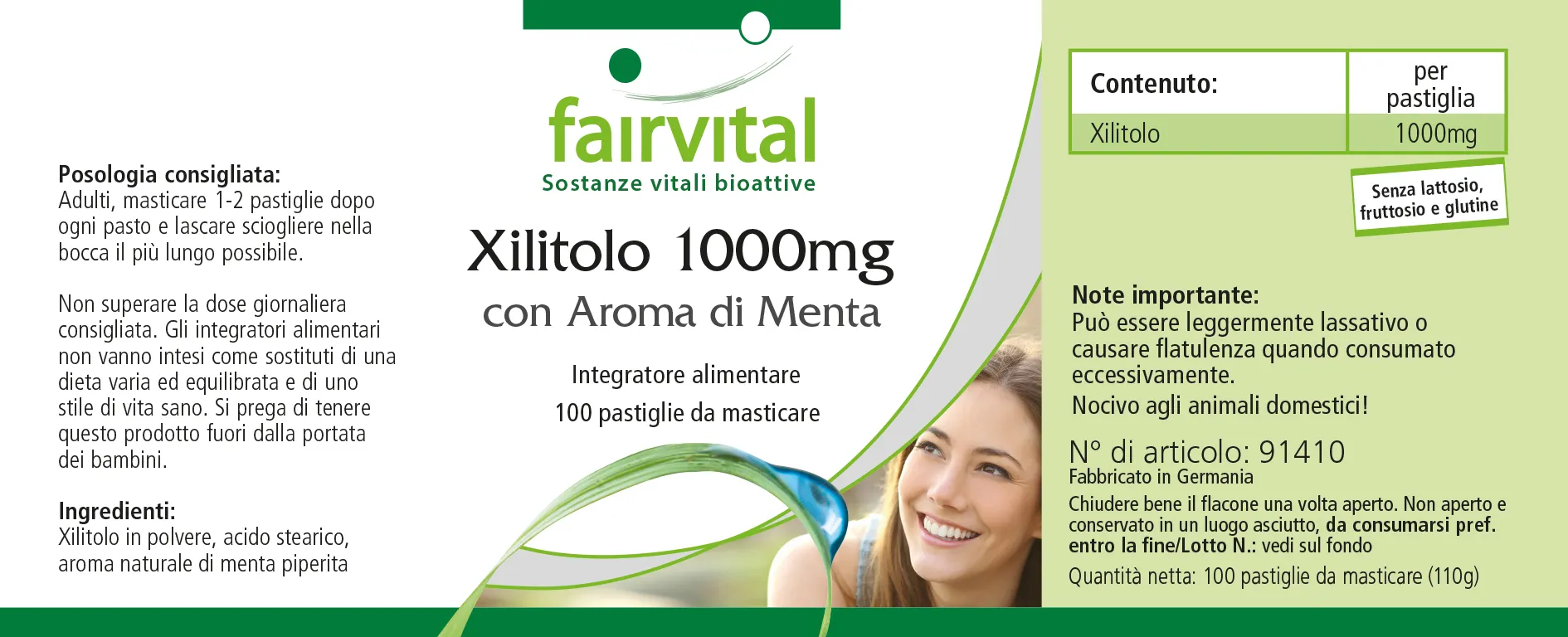Xylitol 1000mg mint flavoured - 100 chewable tablets Xylitol 1000mg mint flavoured - 100 chewable tablets