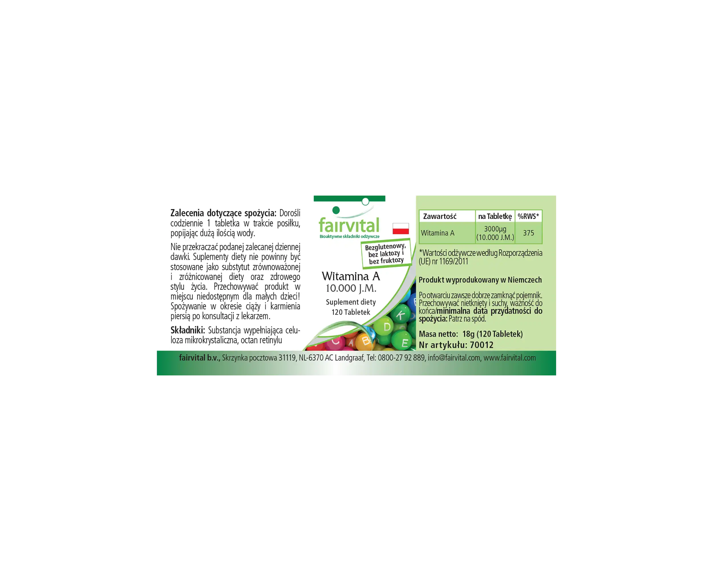 Vitamin A 10.000 I.E - 120 Tabletten - für Sehkraft, Immunsystem, Haut uvm. - Hochdosiert | Fairvital