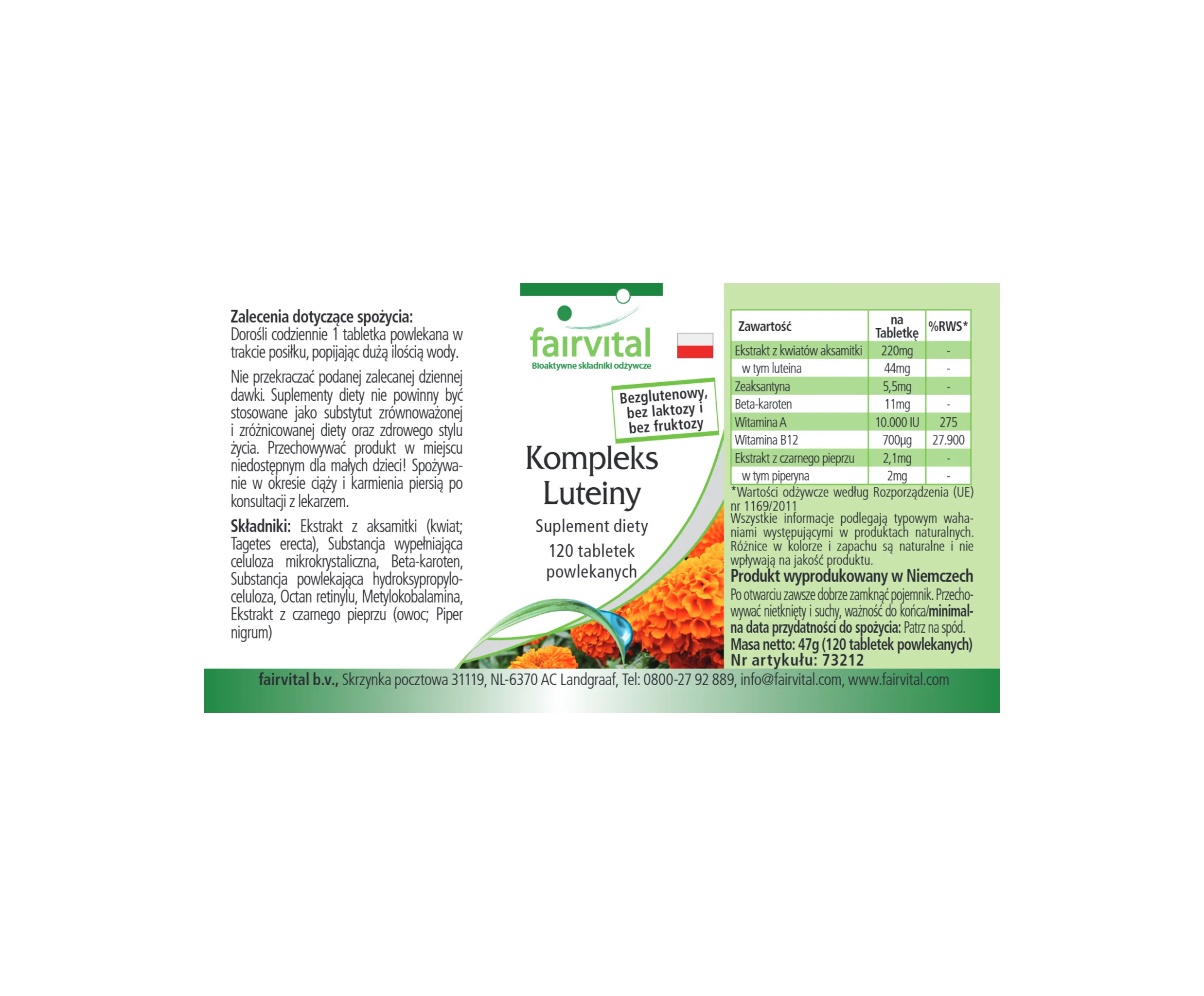 Luteïnecomplex - 120 filmomhulde tabletten - hooggedoseerd en veganistisch | Fairvital