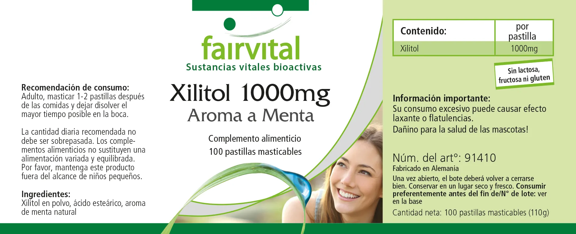 Xylitol 1000mg mint flavoured - 100 chewable tablets Xylitol 1000mg mint flavoured - 100 chewable tablets