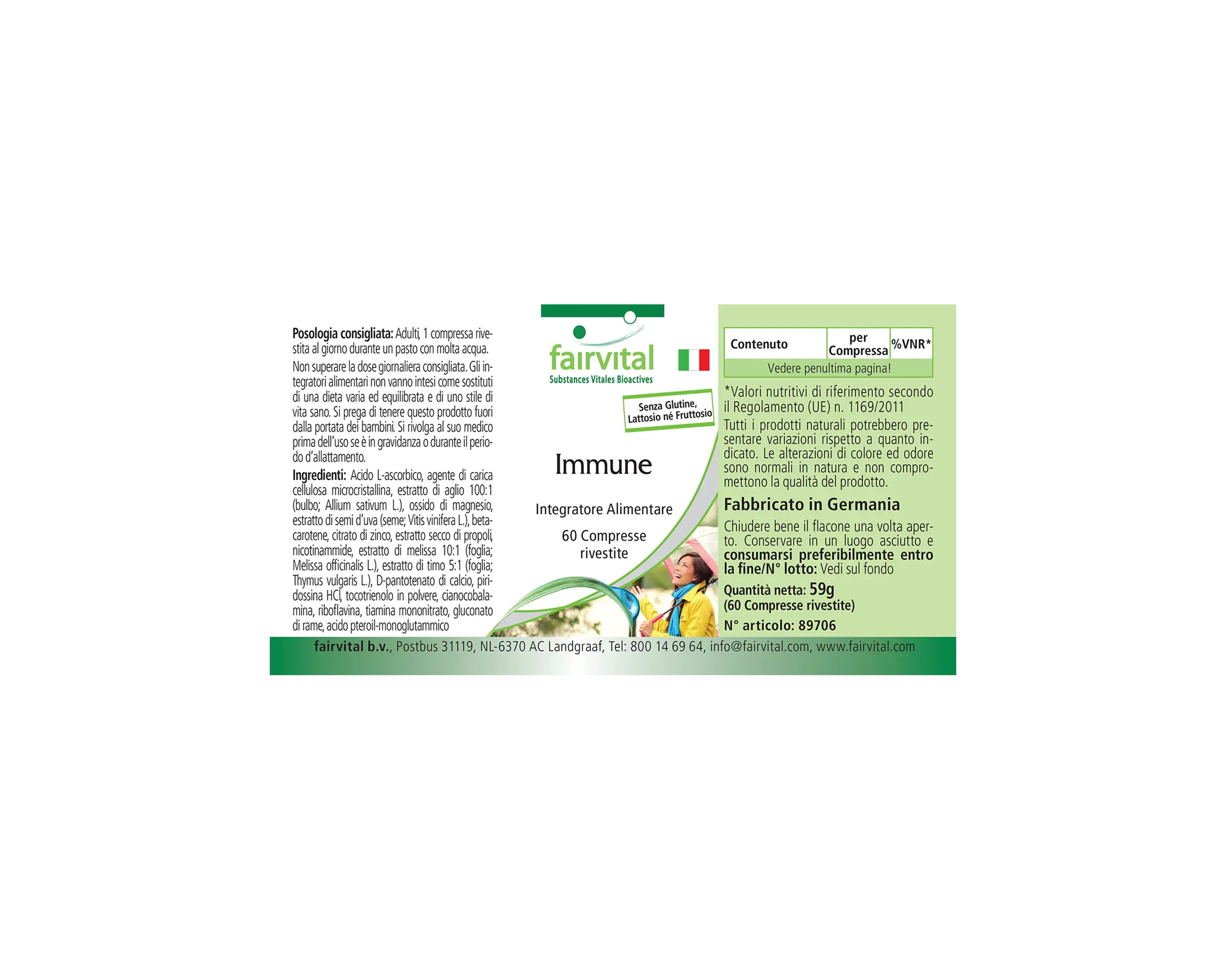 Immune - 60 compresse rivestite con film - con vitamina B12, C, zinco, rame e molto altro - per il sistema immunitario, contro l'affaticamento e molto altro | Fairvital