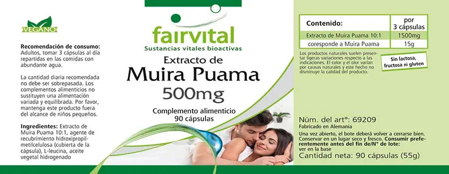 Muira Puama 10:1 Extract 500mg - 90 capsules