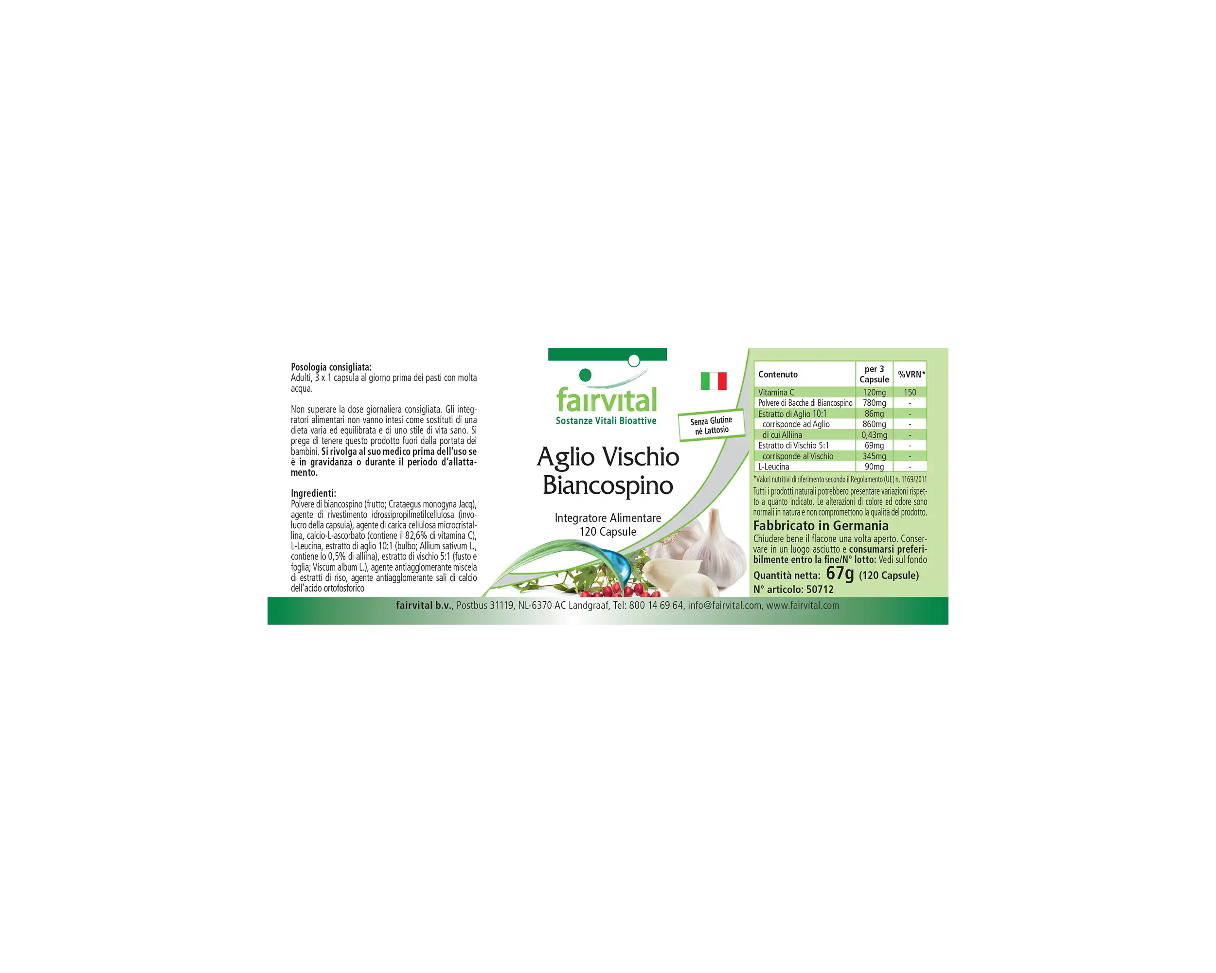Knoblauch Mistel Weißdorn - 120 Kapseln - mit Vitamin C - für Immunsystem uvm. - Vegan | Fairvital