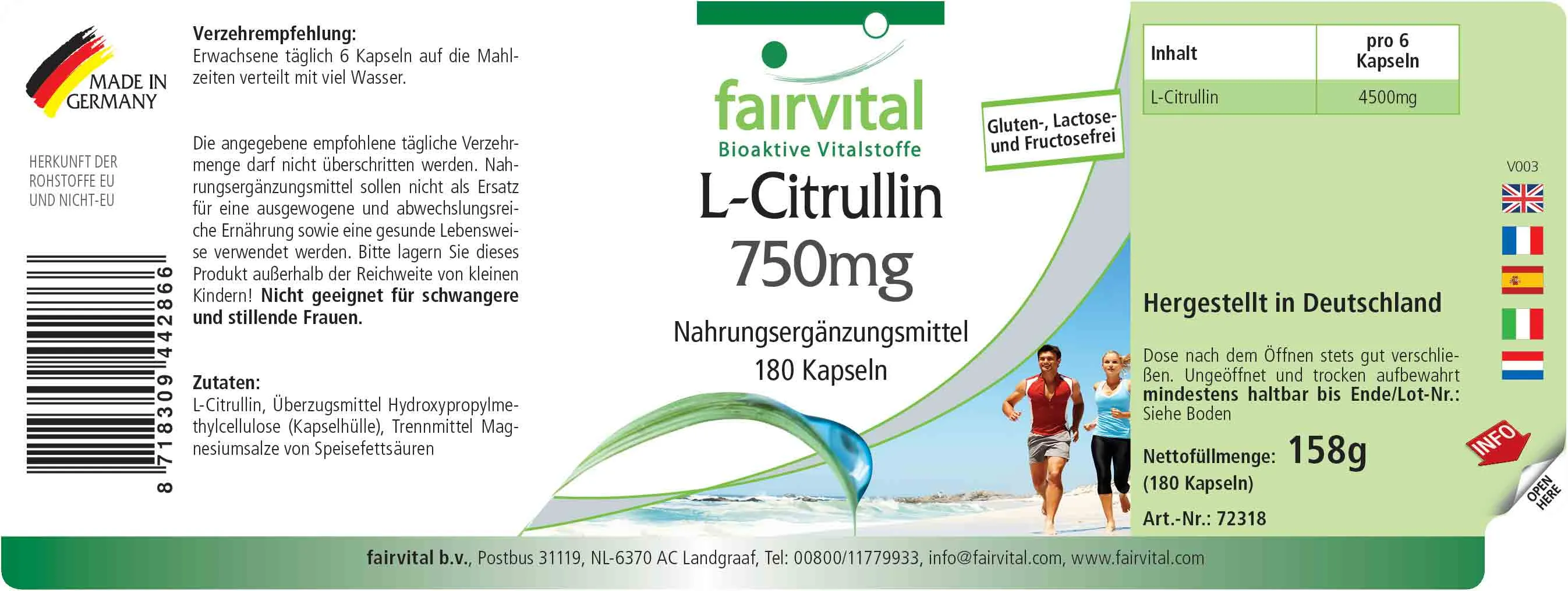 L-citrullina 750mg - 180 capsule L-citrullina 750mg - 180 capsule