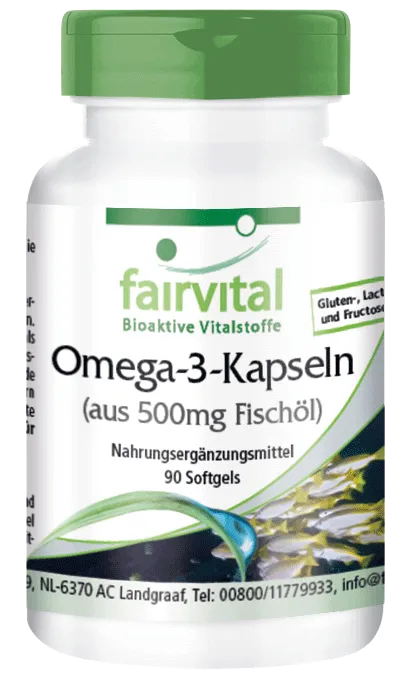 Capsules d'oméga-3 à partir de 500mg d'huile de poisson - 90 softgels