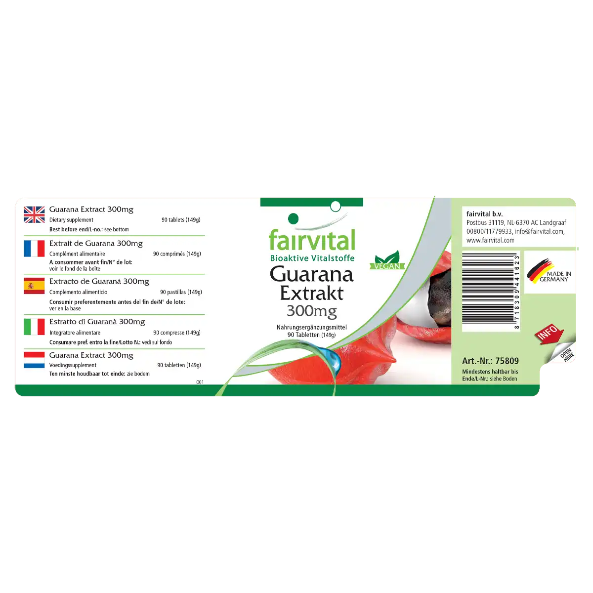 Guarana Extract 300mg - 90 Tablets Guarana Extract 300mg - 90 Tablets