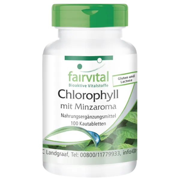 Chlorophyll with mint flavour – 100 chewable tablets