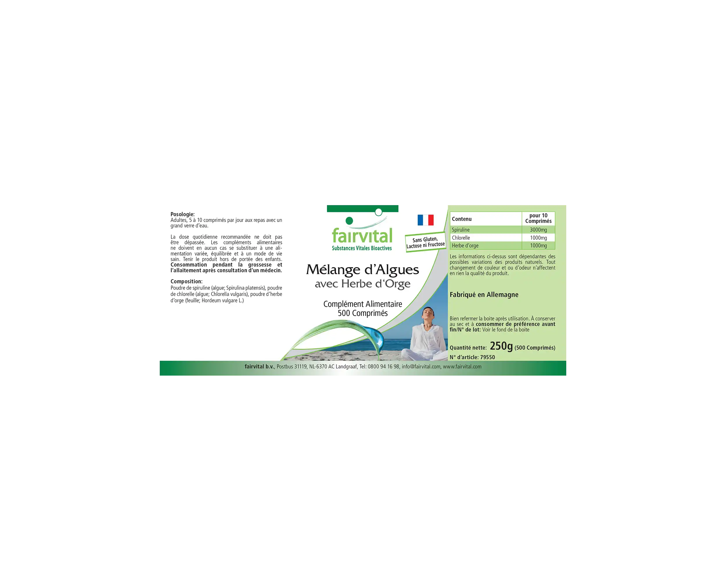 Algae mix with barley grass - 500 tablets