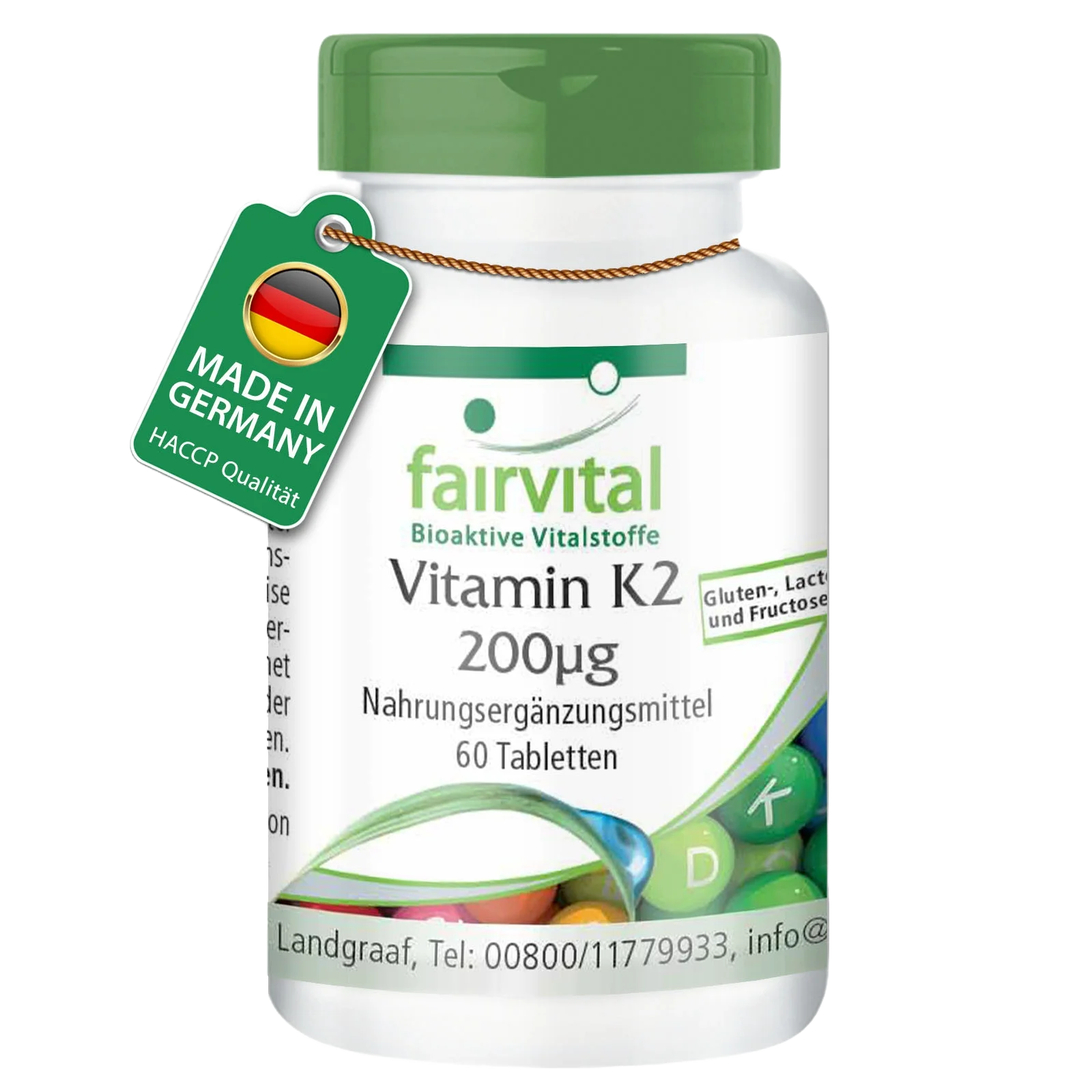 Vitamin K2 200µg - 60 Tabletten - für Knochen, Blutgerinnung - Hochdosiert und Vegan | Fairvital Vitamin K2 200µg - 60 Tabletten - für Knochen, Blutgerinnung - Hochdosiert und Vegan | Fairvital