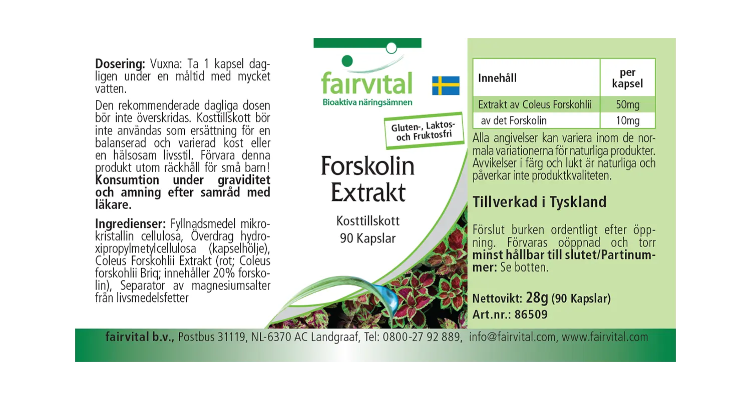 Forskolin Extrakt - 90 Kapseln - aus Coleus Forskohlii Extrakt - Hochdosiert und Vegan | Fairvital Forskolin Extrakt - 90 Kapseln - aus Coleus Forskohlii Extrakt - Hochdosiert und Vegan | Fairvital