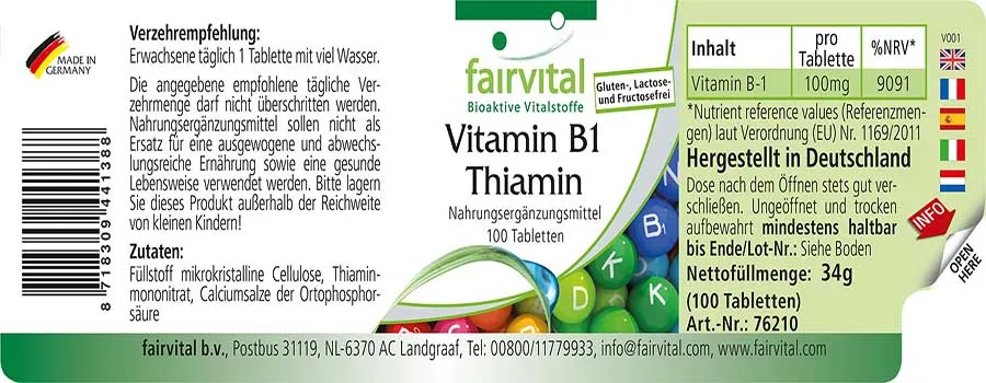 Vitamin B-1 Thiamin - 100 Tablets Vitamin B-1 Thiamin - 100 Tablets