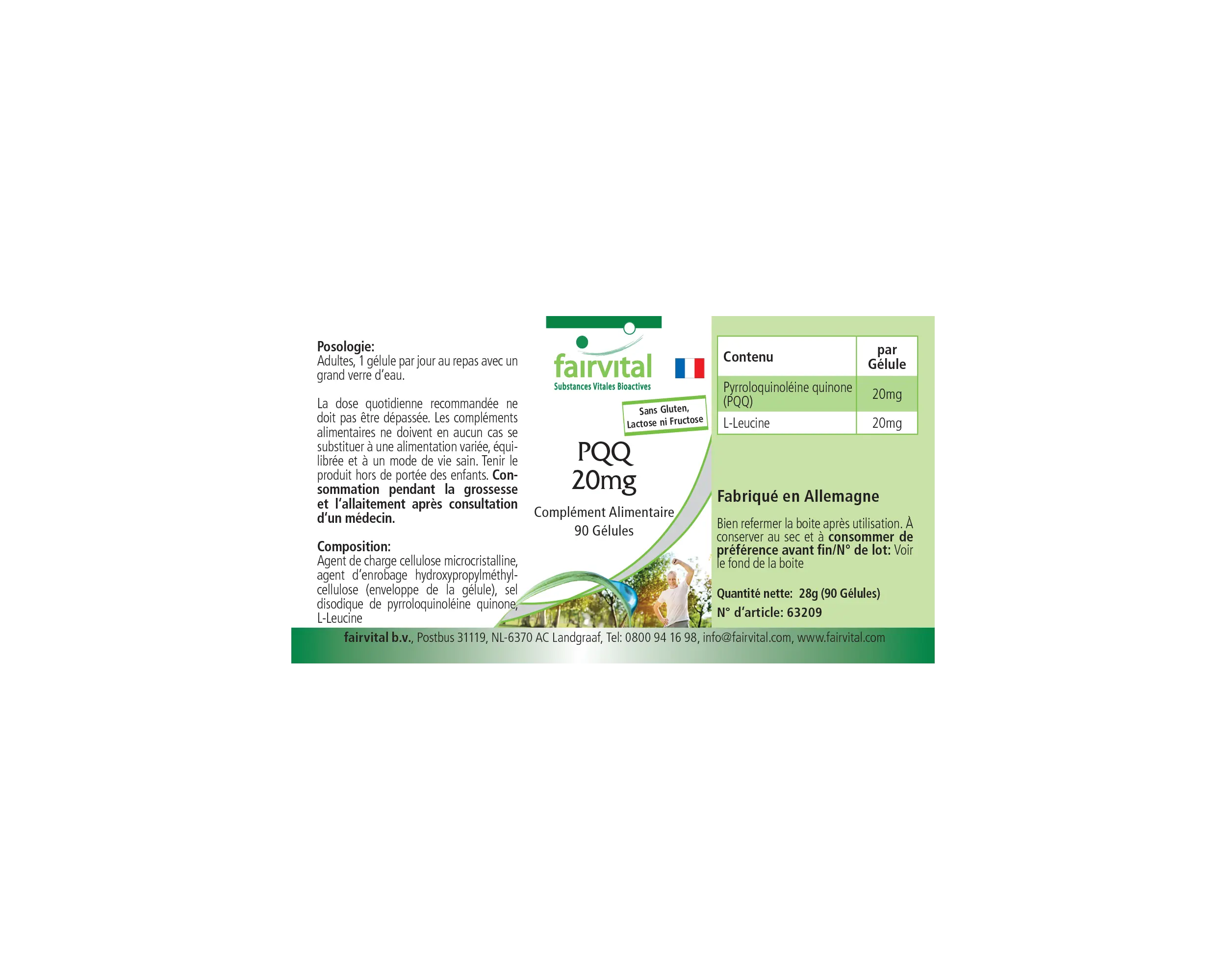 PQQ 20mg - 90 Kapseln - Pyrrolochinolinchinon-Dinatriumsalz - Hochdosiert und Vegan | Fairvital PQQ 20mg - 90 Kapseln - Pyrrolochinolinchinon-Dinatriumsalz - Hochdosiert und Vegan | Fairvital