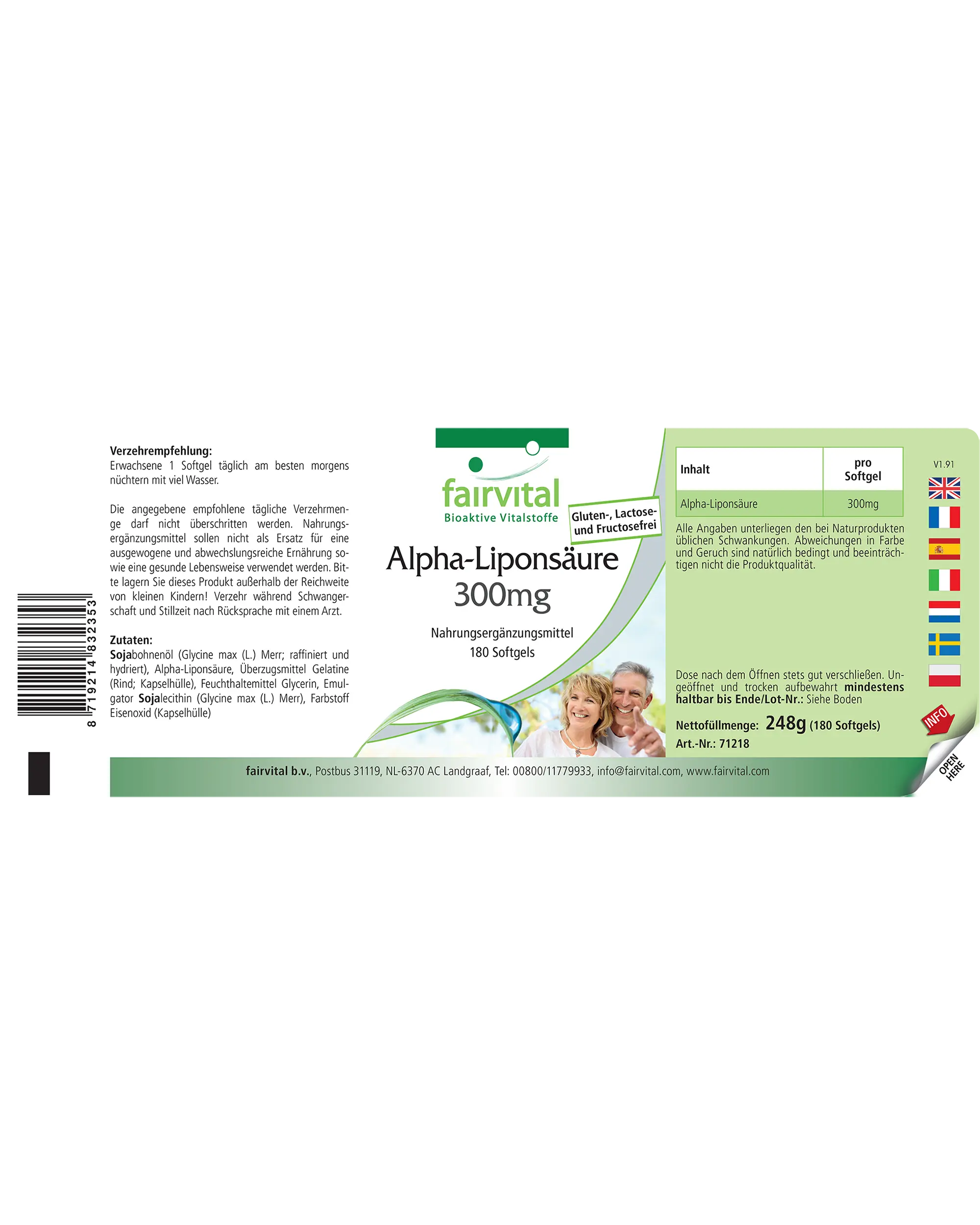 Acido Alfa-Lipoico 300mg - 180 capsule molli | Fairvital