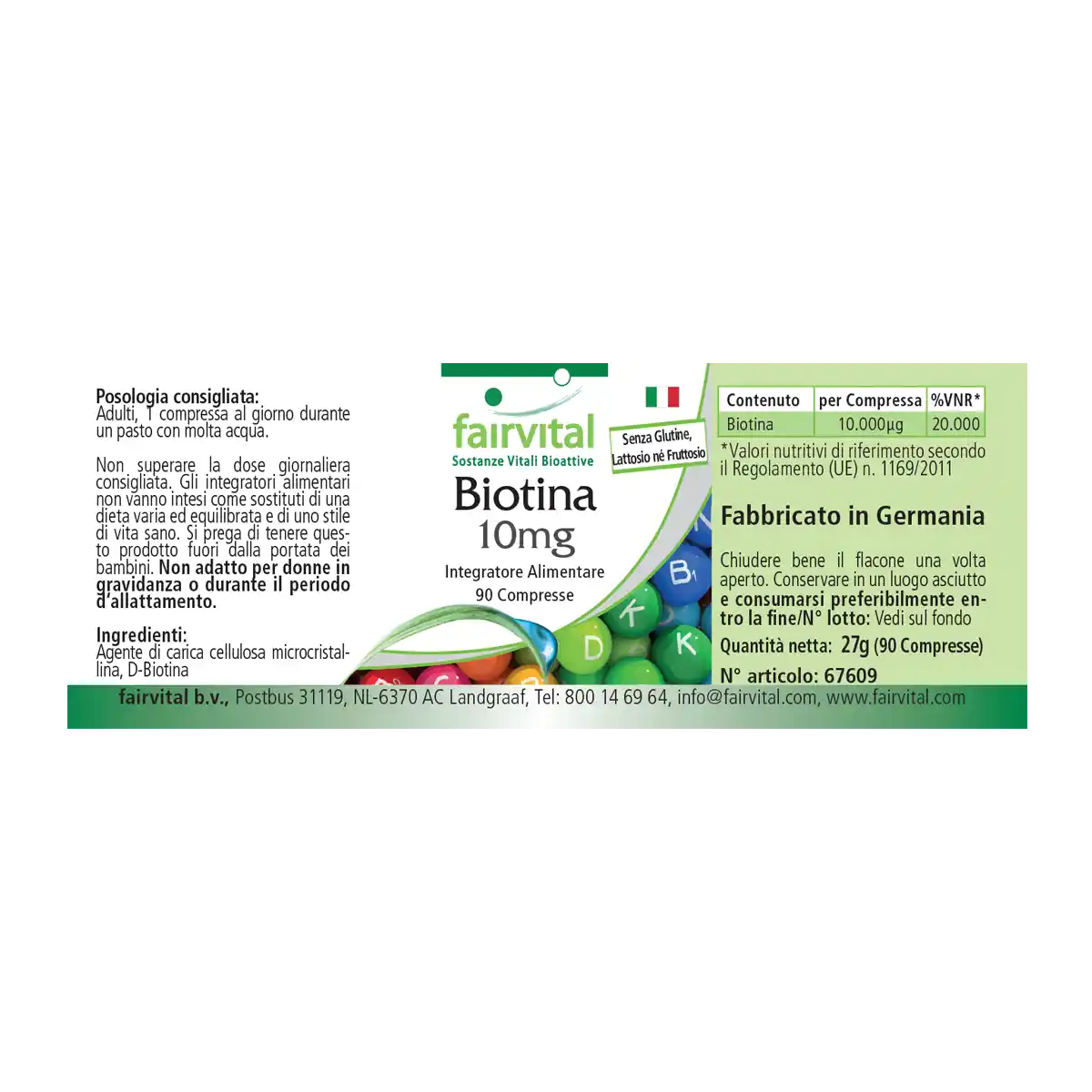 Biotin 10mg - 90 Tabletten - mit 10000mcg Vitamin B7 pro Tablette -  für Haare, Haut, und Nervensystem - Hochdosiert und Vegan | Fairvital Biotin 10mg - 90 Tabletten - mit 10000mcg Vitamin B7 pro Tablette -  für Haare, Haut, und Nervensystem - Hochdosiert und Vegan | Fairvital