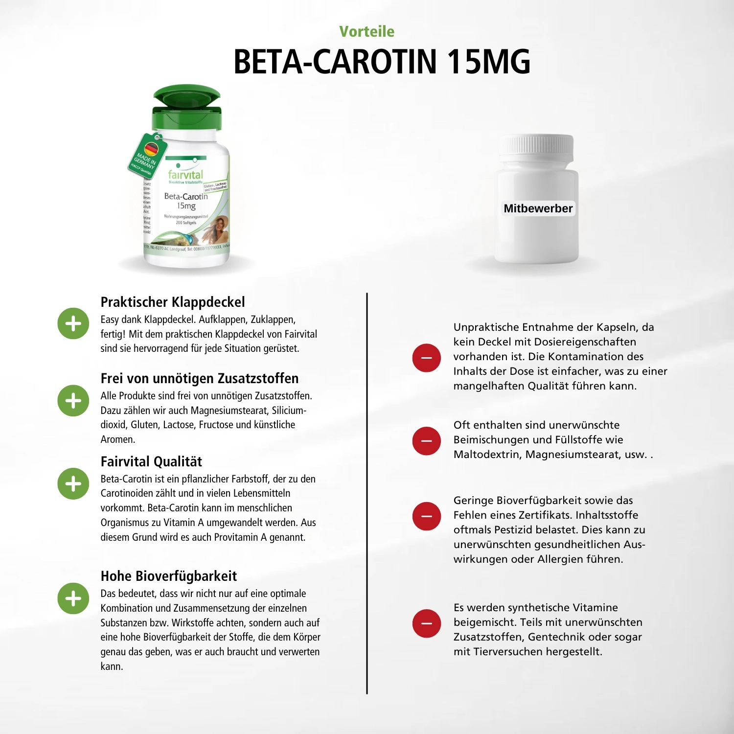 Beta-Carotin 15mg - 200 Softgels - hochdosiert | Fairvital