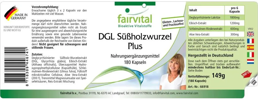 DGL Glycyrrhiza glabra Plus - 180 Cápsulas DGL Glycyrrhiza glabra Plus - 180 Cápsulas