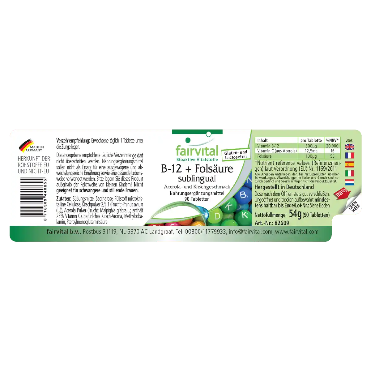 B-12 and folic acid sublingual with acerola-cherry taste – 90 tablets B-12 and folic acid sublingual with acerola-cherry taste – 90 tablets