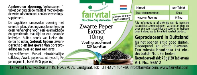 Extrait de poivre noir 10mg Extrait de poivre noir 10mg